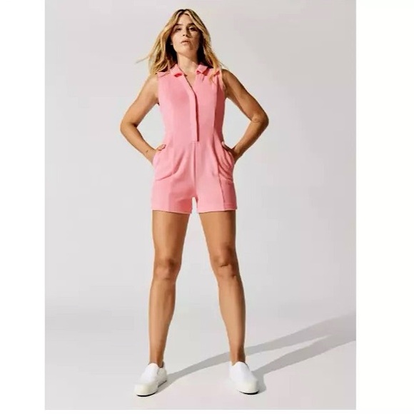 EleVen by Venus Williams Snap Front Athletic Romper in Peony - Picture 1 of 4